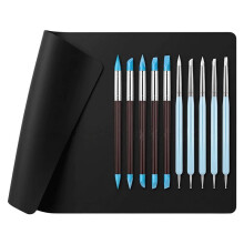 Tapete de Manualidades de 24x32 Pulgadas con 10 Herramientas para Esculpir Arcilla, Kit de Tapete de Trabajo Antiadherente para Cerámica, Manicura y