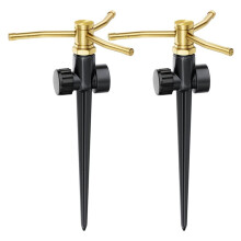 2-Pack Metallspridare med Spikbas, Kraftigt 3-Armat 360 Roterande Trädgårdsspridningssystem