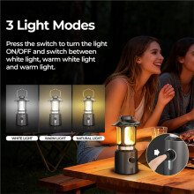 Teleskop-Campinglaterne mit 8000-MAh-Akku, 3 Lichtmodi und Wasserdichtem Design