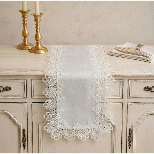 Runner in pizzo per decorazioni – Eleganti nappe e tessuto jacquard – per dessert e buffet 2