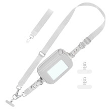 Clip And Go-Riem voor Telefoon met Portemonnee, Crossbody-Koord, Verstelbare Polsbandset, Multifunctioneel Ontwerp, Grijs