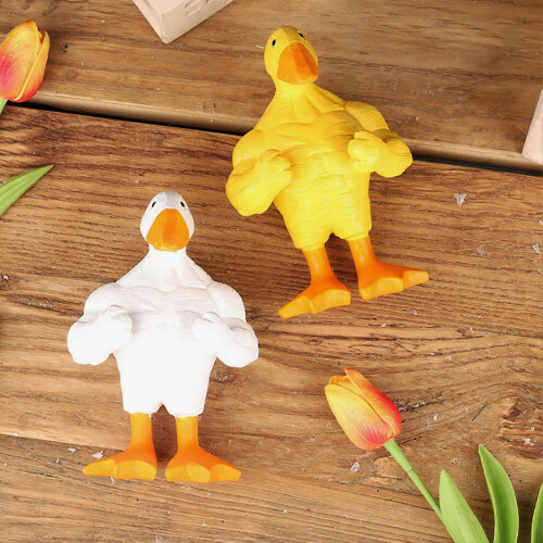 Resin Duck With Muscles - Compact Tabletop Art - Great Conversation Starter For Home（Yellow） 2
