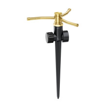 2 Pack Metal Lawn Sprinklers with Spike Base, Heavy Duty 3-Arm 360 Rotary Garden Sprinkler System
