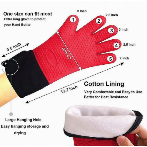 Silicone Bbq Cooking Gloves Kitchen Oven Mitts 1 Pair Orange 1