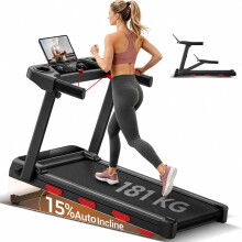 Foldable Walking Pad for Home, 15% Auto Incline Treadmill, 180KG Capacity