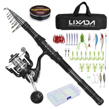Lixada Fishing Rod Reel Combo Telescopic Fishing Rod with Fishing Line, Fishing Lures Kit & Accessories and Carrier Bag for Saltwater Freshwater Fish