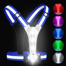 Zacro LED Reflective Vest with Chest Light 500LM- 11 Modes High Visibility Rechargeable Light Up Running Gear, Adjustable Night Safety Running Lights