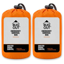 BUG OUT Mylar Foil Survival Bivvy Bag with Emergency Whistle 2 Pack