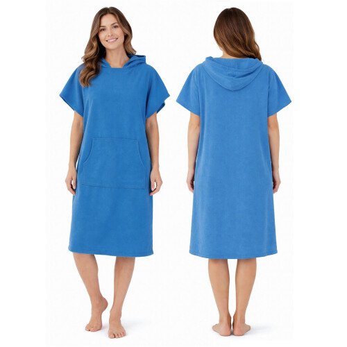 Adore Ladies Microfibre Changing Robe Poncho - Blue, S/M
