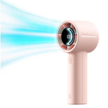 JISULIFE Portable Handheld Turbo Fan, 5000mAh Rechargeable, 5-Speed, Pink