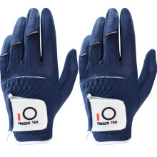 FINGER TEN Golf Glove Men for Left Hand 2 Pack (Dark Blue, S)