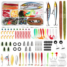 Vicloon Fishing Lures Mixed, 123Pcs Fishing Bait Lure Gear Kit Including Crankbaits, Spoon, Hooks, Poppers, Minnows, Sequins, Rotating Sequins, Simula