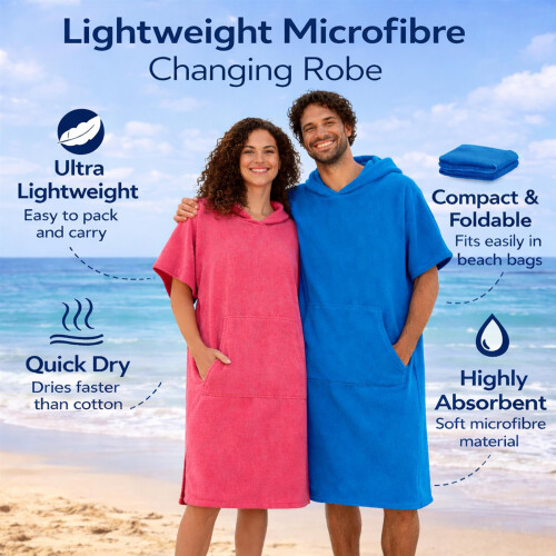 Adore Ladies Microfibre Changing Robe Poncho - Blue, S/M 2
