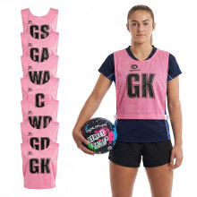 Optimum Mesh Netball Training Bibs -Perfect for Netball, Football, Rugby - Seniour Size. Pack of 7, Pink