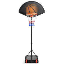 Basketball Hoop for Kids 3-7 FT Adjustable Height, Portable Basketball Goal System with Fan-Shaped PE Backboard 32 Inch, Wheeled Water/Sand Filled Ba