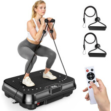 Vibration Plate Exercise Machine - 9 Programs + 250 Intensity Levels - 2 Resistance Bands - for Lymphatic Drainage Weight Loss & Portable Vibrating P