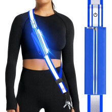 LED Belt Reflective Sash for Walking at Night,High Visibility Adjustable Night Running Safety Gear,Light Up Running Belt Reflective Gear with Phone Ba