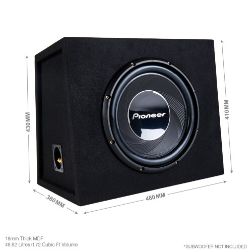 12" SEALED Empty Sub Subwoofer Enclosure MDF Black Carpeted Boom Box 2