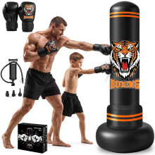 Punching Bags for Adults, 190cm Heavy Punching Bag with Boxing Gloves and Air Pump, Inflatable Boxing Bag Free Standing for Karate, Kickboxing Equipm