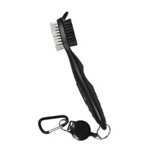 Tyouki Golf Club Brush and Groove Cleaner, Nylon & Steel Brush Golf Clean Tool with Retractable Zip-line, Aluminum Carabiner - Lightweight/Ergonomic