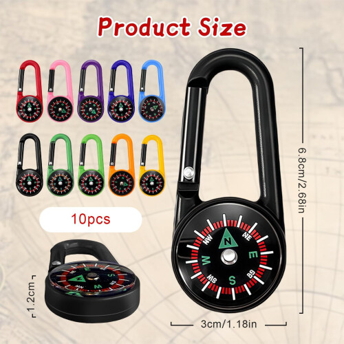 Flintronic 10Pcs Navigation Compass, Multifunctional Hiking Compass, Waterproof Pocket Compass for Expedition Map Reading, Navigation, Orienteering a 1