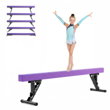 Erreyht Gymnastics Beam, Balance Beam Adjustable Home Gymnastics Equipment, Five Height Adjustable Levels, Faux Suede, Suitable for Outdoors Birthday