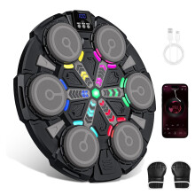 Music Boxing Machine, Punching Machine with Gloves, Wall Mounted Boxing Game with Bluetooth & RGB Lights, 3 Modes 5 Speeds Reaction Trainer for Kids