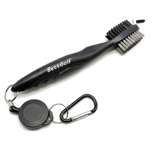 BettGolf Golf Club Brush and Groove Cleaner Brush Brushes in 3 For Golf Shoes/Golf Club/Golf/Golf Groove,2 Ft Retractable Zip-line Aluminum Carabiner