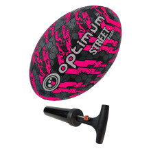 Optimum Street Rugby Ball & Ball Pump, Training Ball for Concrete & Park Sessions, Highly Visible for Night Games with Enhanced Grip Texture, Suitabl