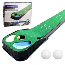 Golf Putting Mat Set 270cm x 39cm + 2 Balls and Return Paths in Gift Box Indoor Outdoor