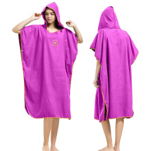 Hiturbo Changing Robe Towel Poncho with Hood for Surfing Swimming Wetsuit Changing,Compact & Light Weight,One Size Fit All, Rose Purple