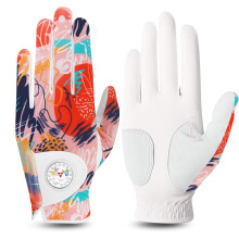 FINGER TEN Women's Golf Gloves - Left & Right Handed, Breathable, All Weather Soft Grip, Anti Slip, Orange, Large
