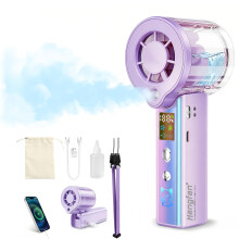 4-in-1 portable spray handheld fan,Extra-large battery USB rechargeable spray fan,Adjustable 1-100 Speed,mini fan,foldable personal fan,LED display,f
