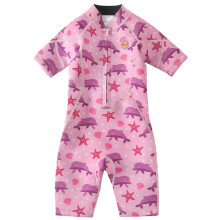 Swimbubs Kids Wetsuit 2mm Neoprene Shorty – Front Zip Swim Suit for Pool & Beach (3-4 Years, Pink Dolphin)