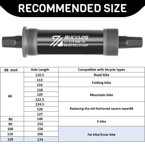 AEYINO BSA Square Taper Bike Bottom Bracket - 68mm 2