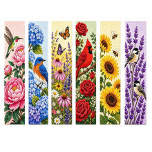 DIY -Stitch Bookmark Kit Pastoral Flower Bird Pattern Embroidery Set for Beginners Handmade Book-Mark