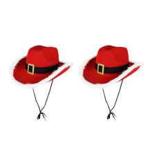 Santa Claus Red Christmas Cowboy Hats - Pack of 2