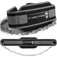 Gymreapers Dip Belt With Chain For Weightlifting, Pull Ups, Dips - Heavy Duty Steel Chain For Added Weight Training (Gray)