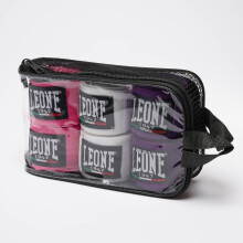 LEONE 1947 Hand Wraps Multipack, Pack x 3-AB705P Unisex-Adult, Pink/White/Purple, 250 cm