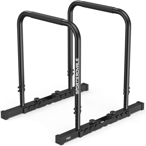 SPORTSROYALS Adjustable Dip Bar Station, Parallel Bars for Home Training