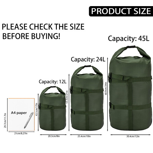 MOOCY Compression Stuff Sack, 24L, Green, 1 Pack 1