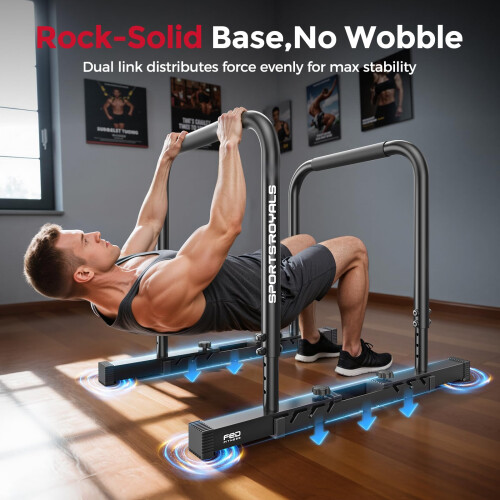 SPORTSROYALS Adjustable Dip Bar Station, Parallel Bars for Home Training 1