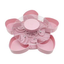 Draaiende Snacktray met Deksel en Vakjes - 360 Draaibare Lazy Susan Organizer voor Noten, Snoepjes en Bureau-Opslag, Roze
