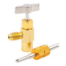 Ouvre-Bouteille/Distributeur Manuel Auto-Obturant pour Réfrigérant R134A avec Raccords Femelles AC ME 1/2" et Mâles SAE 1/4"