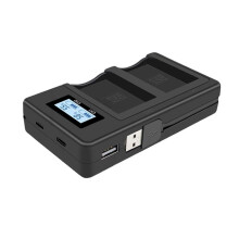 Caricabatterie per Fotocamera EN-EL14 A Doppio Slot con Schermo LCD e Ricarica Rapida per D3200 e D5100.