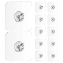 Conjunto de 12 Ganchos Autoadesivos Transparentes, Resistentes e em Aço Inoxidável, para Decoração de Parede.