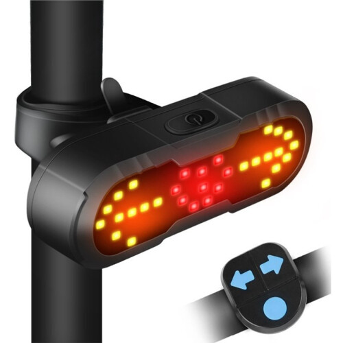 Feu Arrière de Vélo USB avec Clignotant, Télécommande, Klaxon Étanche et Supports de Fixation 1