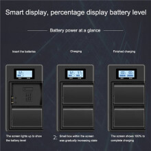 EN-EL14 Camera Battery Charger Dual-Slot Camera Charger with LCD Screen Fast Charging for D3200 D5100
