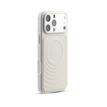 Etui Magnetyczne dla 18 Pro Max z Wzorem Falistej Fali, Stylowe Etui Ochronne na Aparat dla Kobiet, Białe
