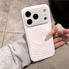 Magnetic Case for 18 Pro Max Wave Ripple Pattern, Stylish Camera Protection Cover for Women White